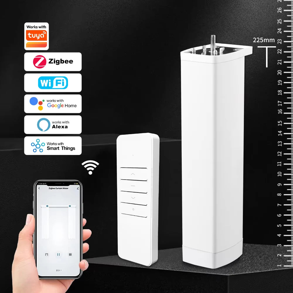 Tuya Smart Electric Curtain Shutter Motor | WiFi / Zigbee Automatic Track Driver with RF Remote