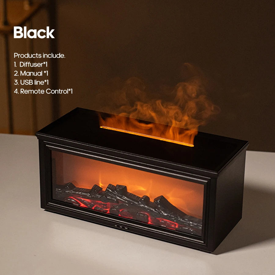Kinscoter Colorful Flame Mini Fireplace Diffuser | Simulated Fireplace Aroma Diffuser & Ultrasonic Air Humidifier with Remote Control