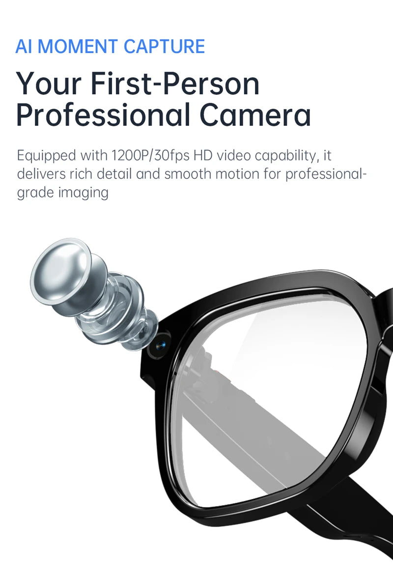 Lenovo 4K 8MP Smart Glasses | HD Camera, ChatGPT Integration, Language Translation, Wi-Fi & Bluetooth Audio Eyewear for Men and Women