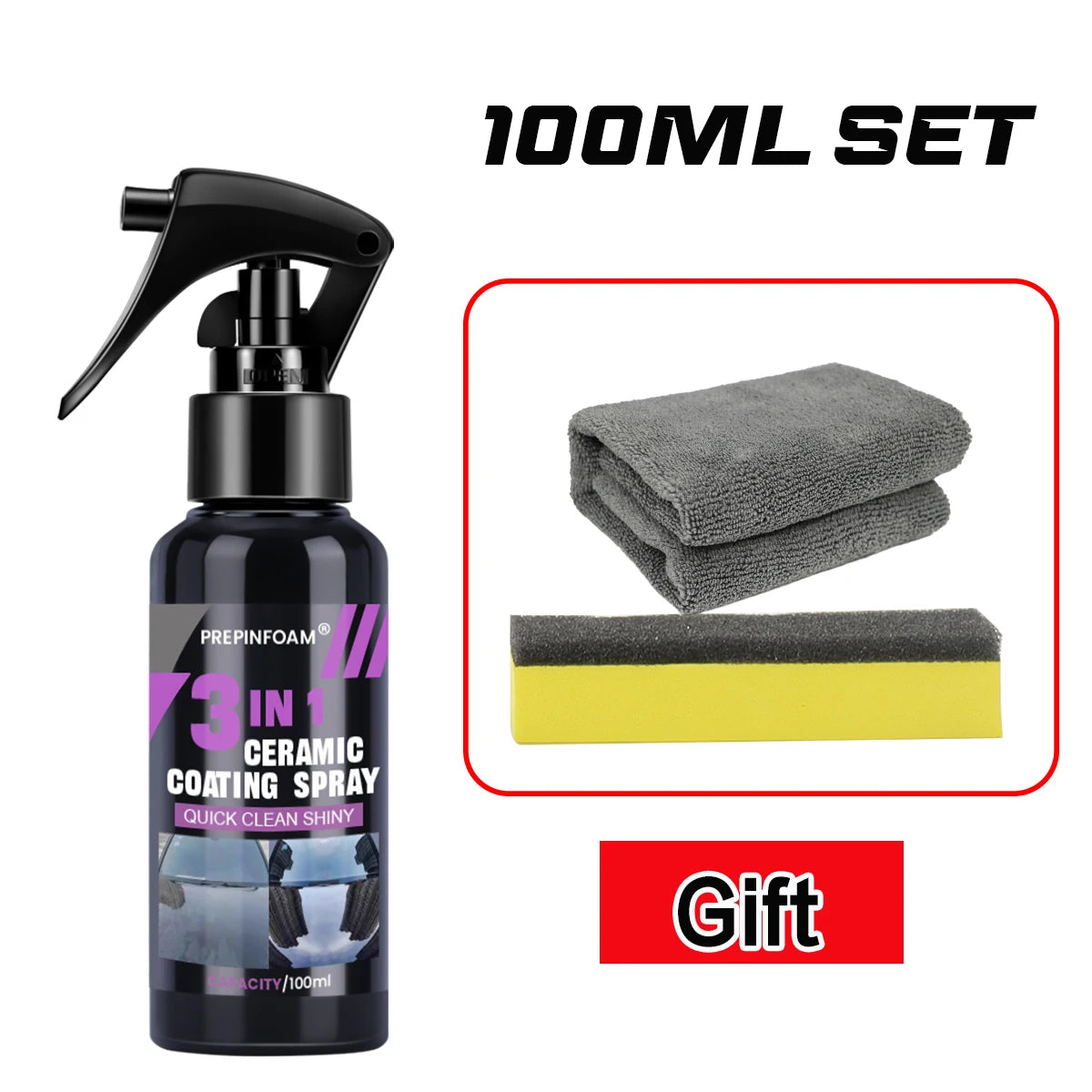 3-in-1 Car Ceramic Nano Coating Spray | Hydrophobic Paint Polish & High-Gloss Protection