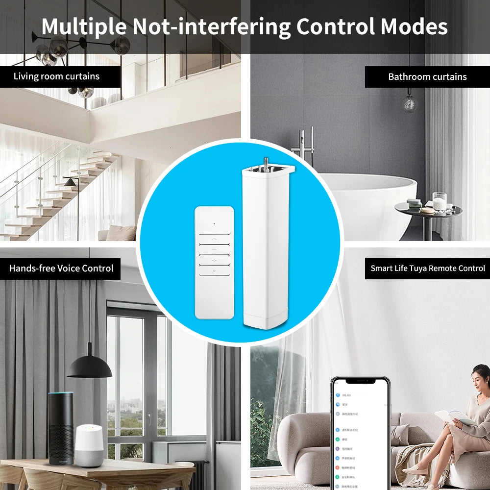 Tuya Smart Electric Curtain Shutter Motor | WiFi / Zigbee Automatic Track Driver with RF Remote