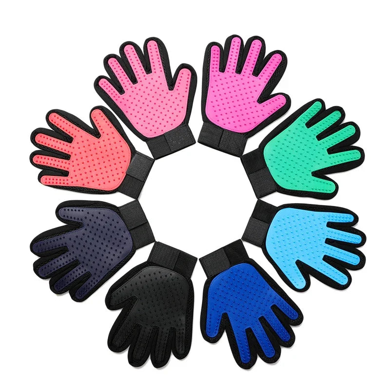 Silicone Pet Grooming Gloves – Hair Brush & Remover for Dogs & Cats