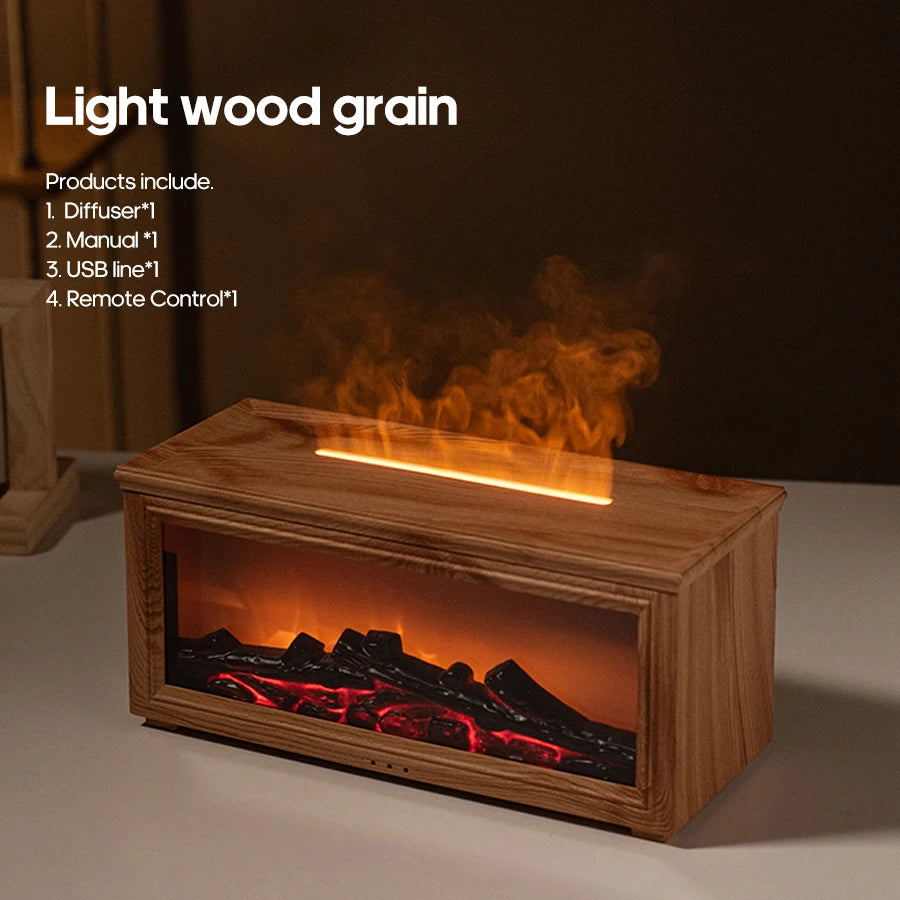 Kinscoter Colorful Flame Mini Fireplace Diffuser | Simulated Fireplace Aroma Diffuser & Ultrasonic Air Humidifier with Remote Control