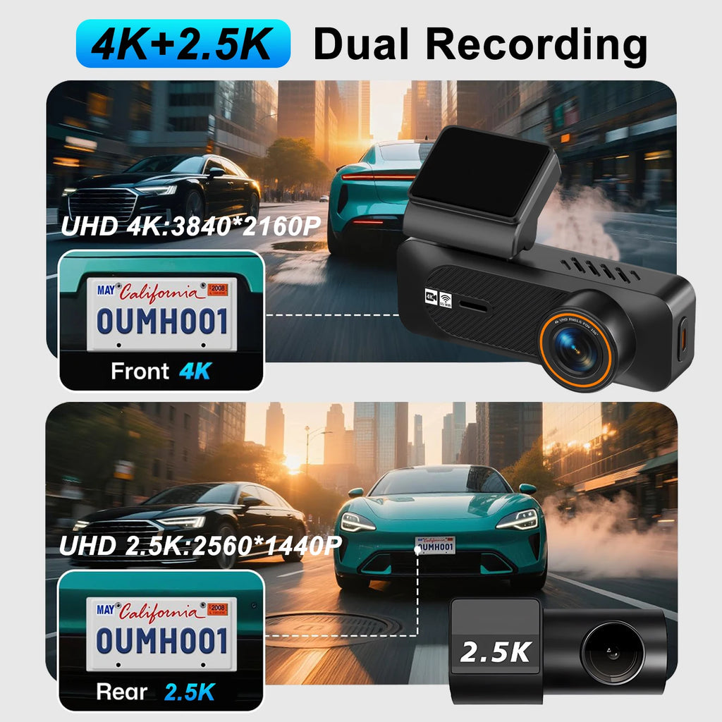 Maxtoss Ultra HD 4K Dual Camera Portable Car DVR | WiFi Dash Cam with ADAS & GPS Tracking