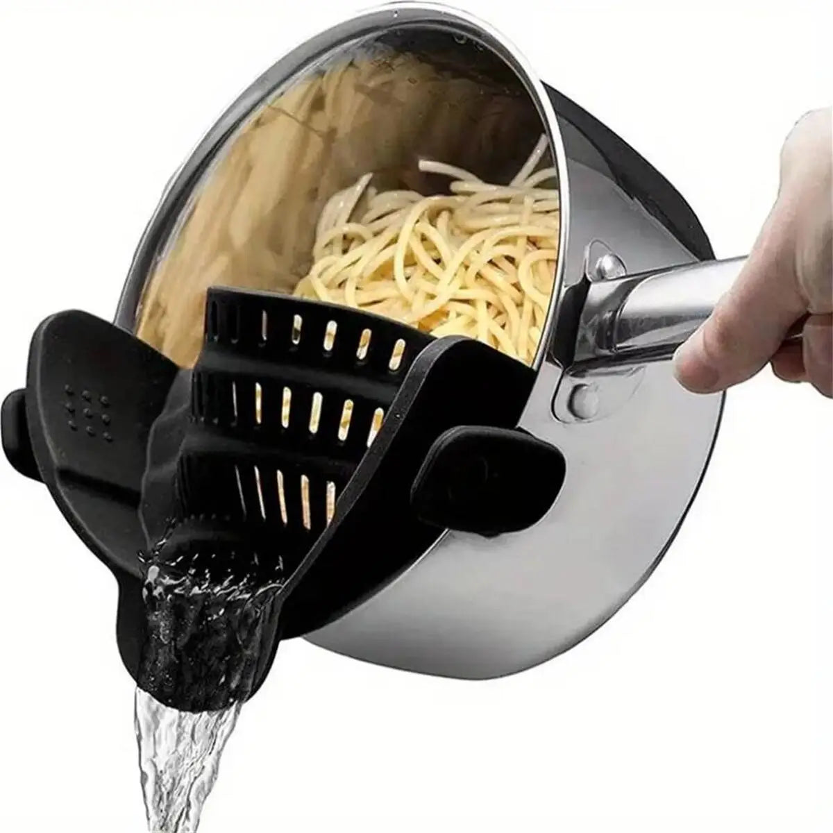 Snap-On Silicone Pot Strainer | Universal Adjustable Clip-On Food Strainer for Pots, Pans & Bowls