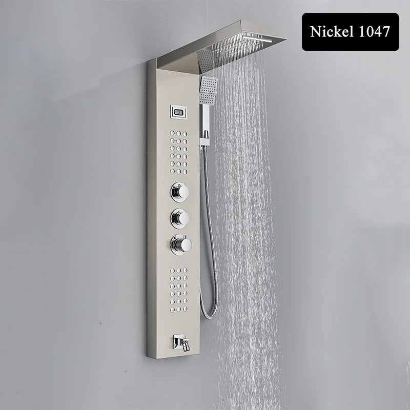 Digital Display Rainfall Shower Faucet Panel | Bathroom SPA Massage Jet System with Bidet Sprayer