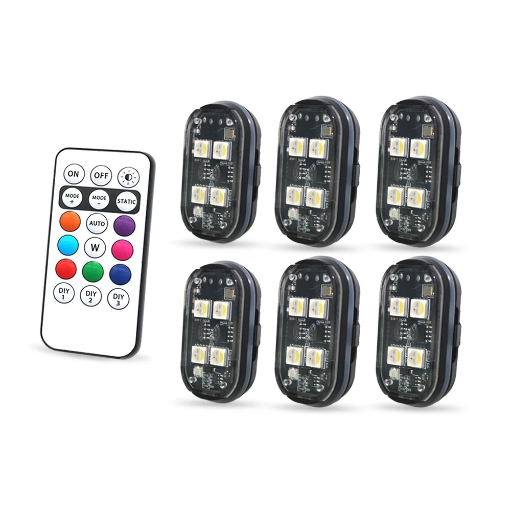 Wireless LED Strobe Lights for Car Decor | 8 Colors Rechargeable Anti-Collision Atmosphere & Warning Light