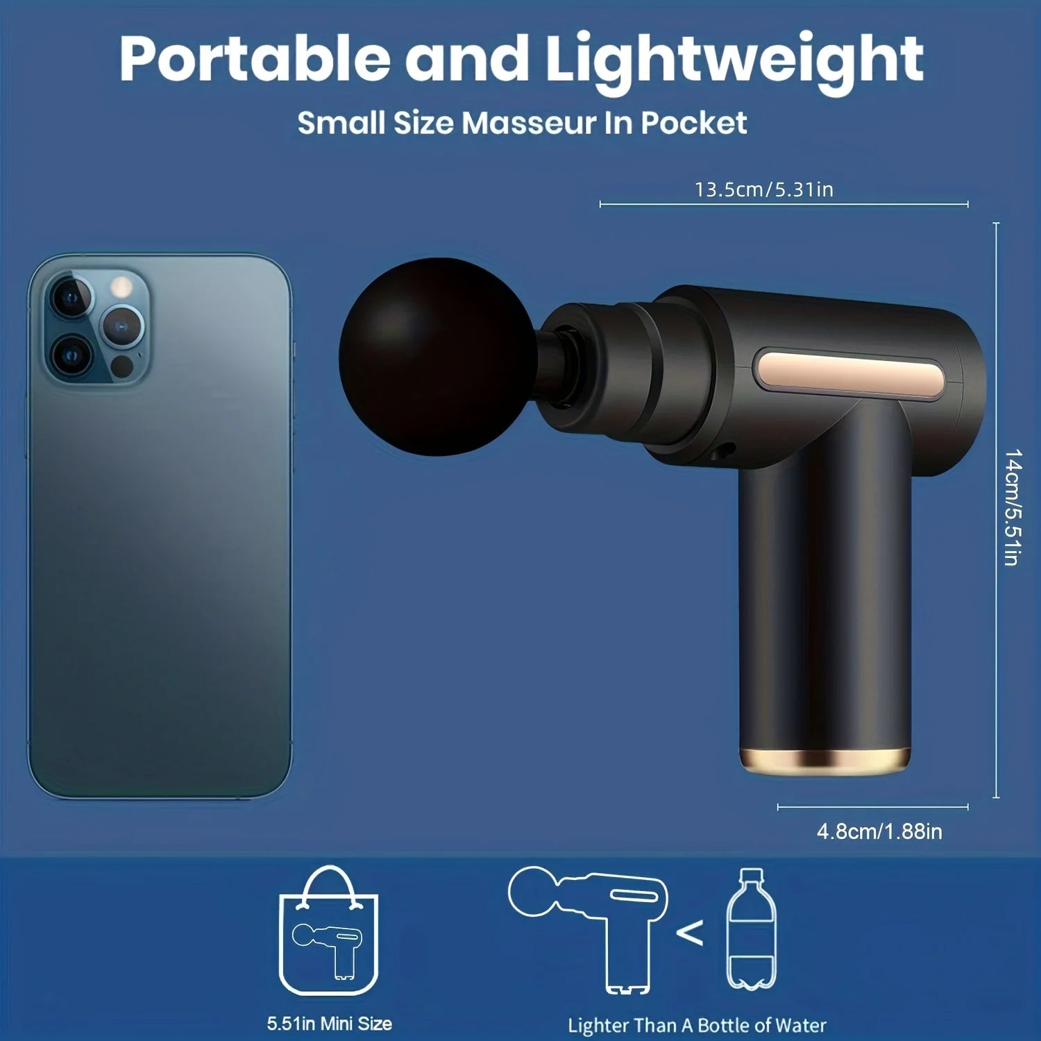 Portable Electric Massage Gun – LED Touch & 4 Interchangeable Heads