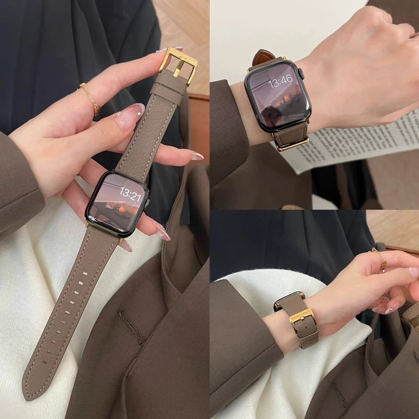 Genuine Leather Loop Band for Apple Watch | Slim Elegant Replacement Strap for Series 1-11, SE & Ultra (38mm - 49mm)
