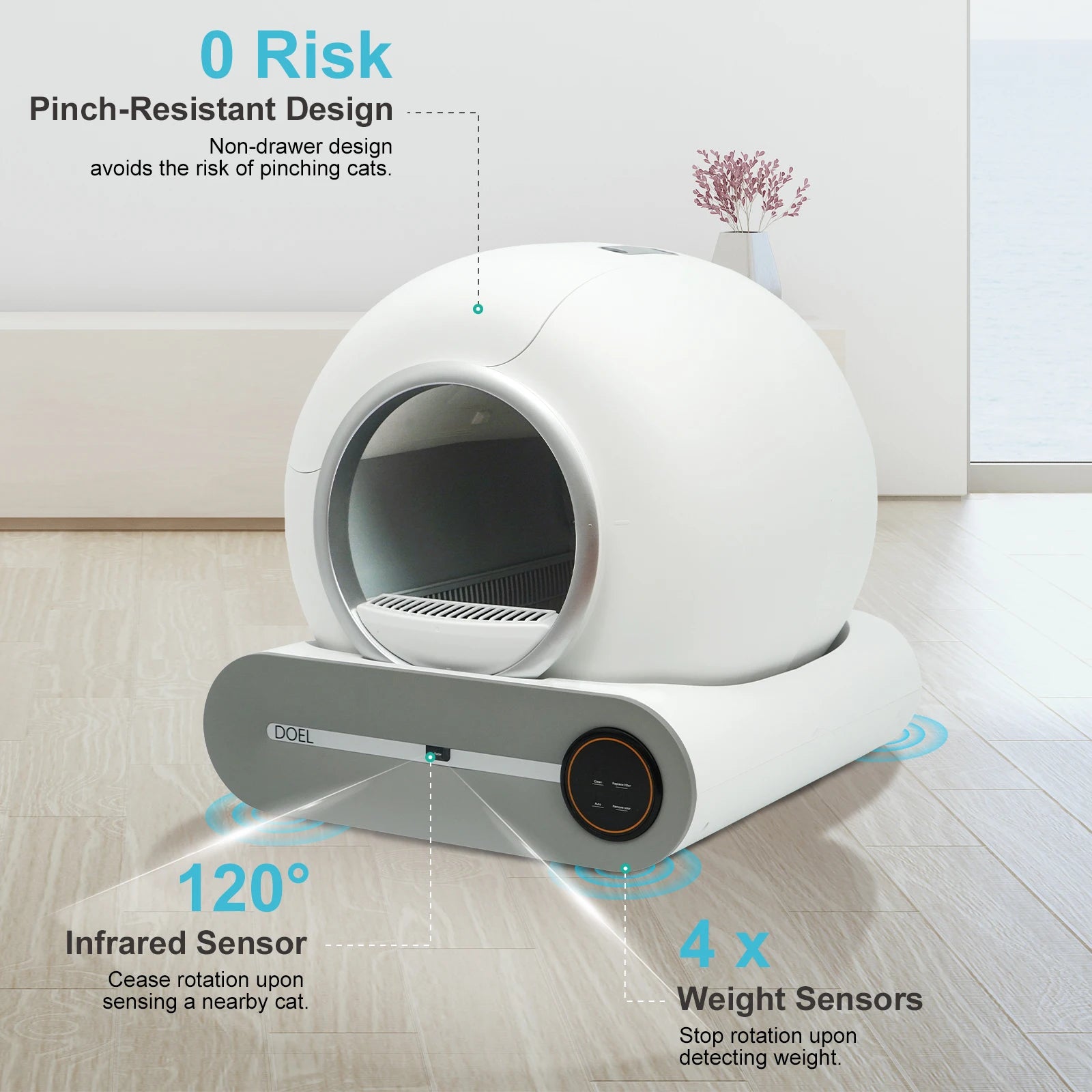 DOEL Self Cleaning Cat Litter Box 65L Automatic Cat Litter Box