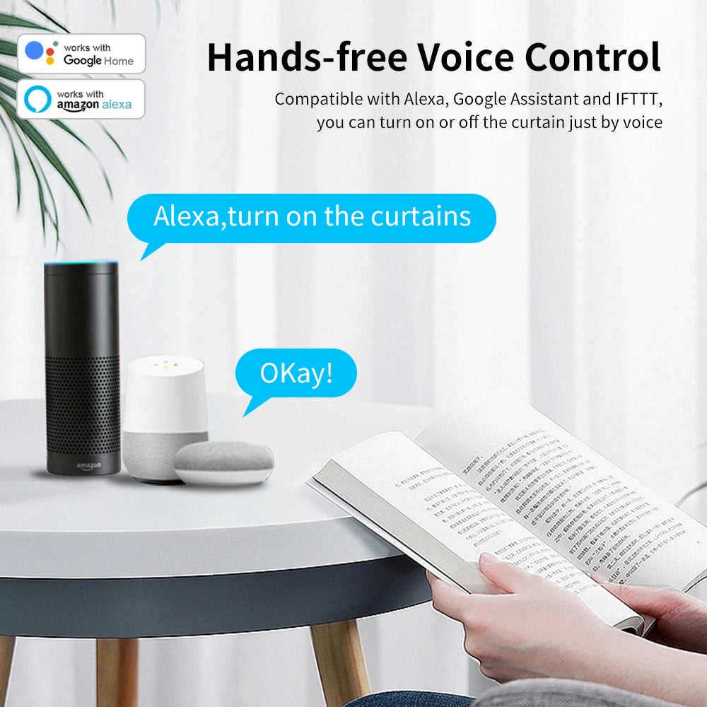 Tuya Smart Electric Curtain Shutter Motor | WiFi / Zigbee Automatic Track Driver with RF Remote