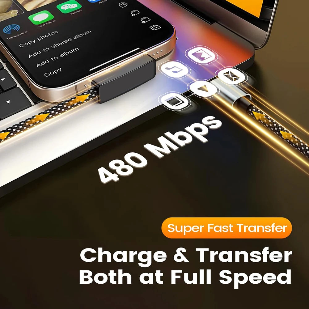 90-Degree Right Angle USB Type-C Cable | 100W Fast Charging Braided Data Wire for iPhone, Samsung & Xiaomi