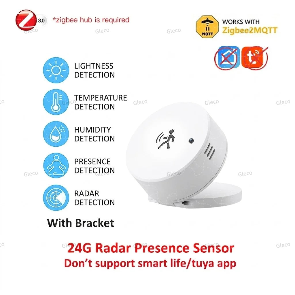 Zigbee 24GHz Mini mmWave Human Presence Sensor | Microwave Radar Occupancy Motion Detector for Tuya & Zigbee2MQTT