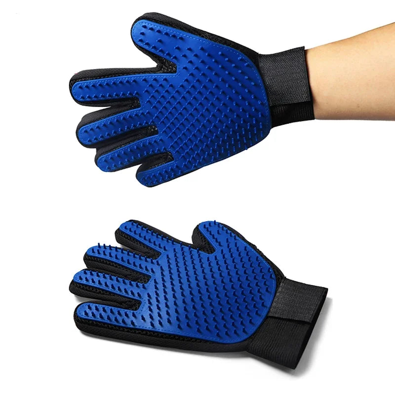Silicone Pet Grooming Gloves – Hair Brush & Remover for Dogs & Cats