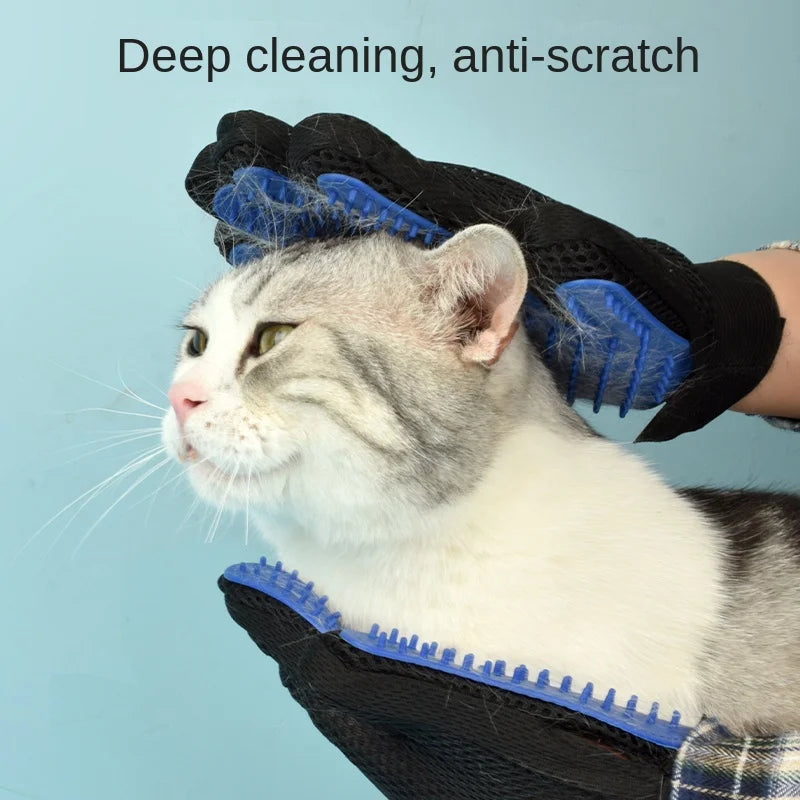 Silicone Pet Grooming Gloves – Hair Brush & Remover for Dogs & Cats