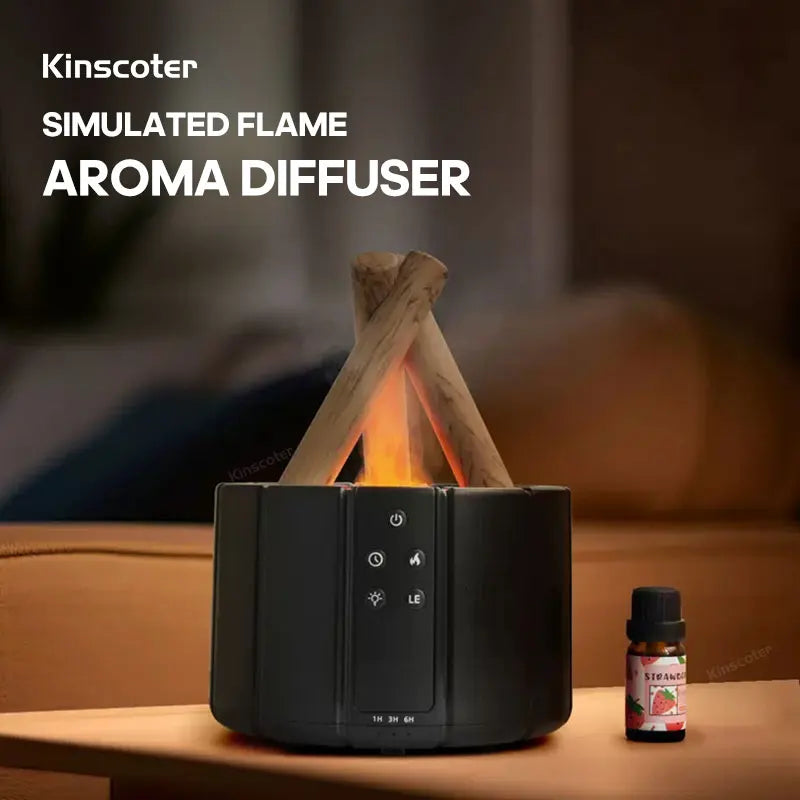 Kinscoter Bonfire Simulated Flame Aroma Diffuser | Ultrasonic Cool Mist Air Humidifier & Essential Oil Fragrance Lamp