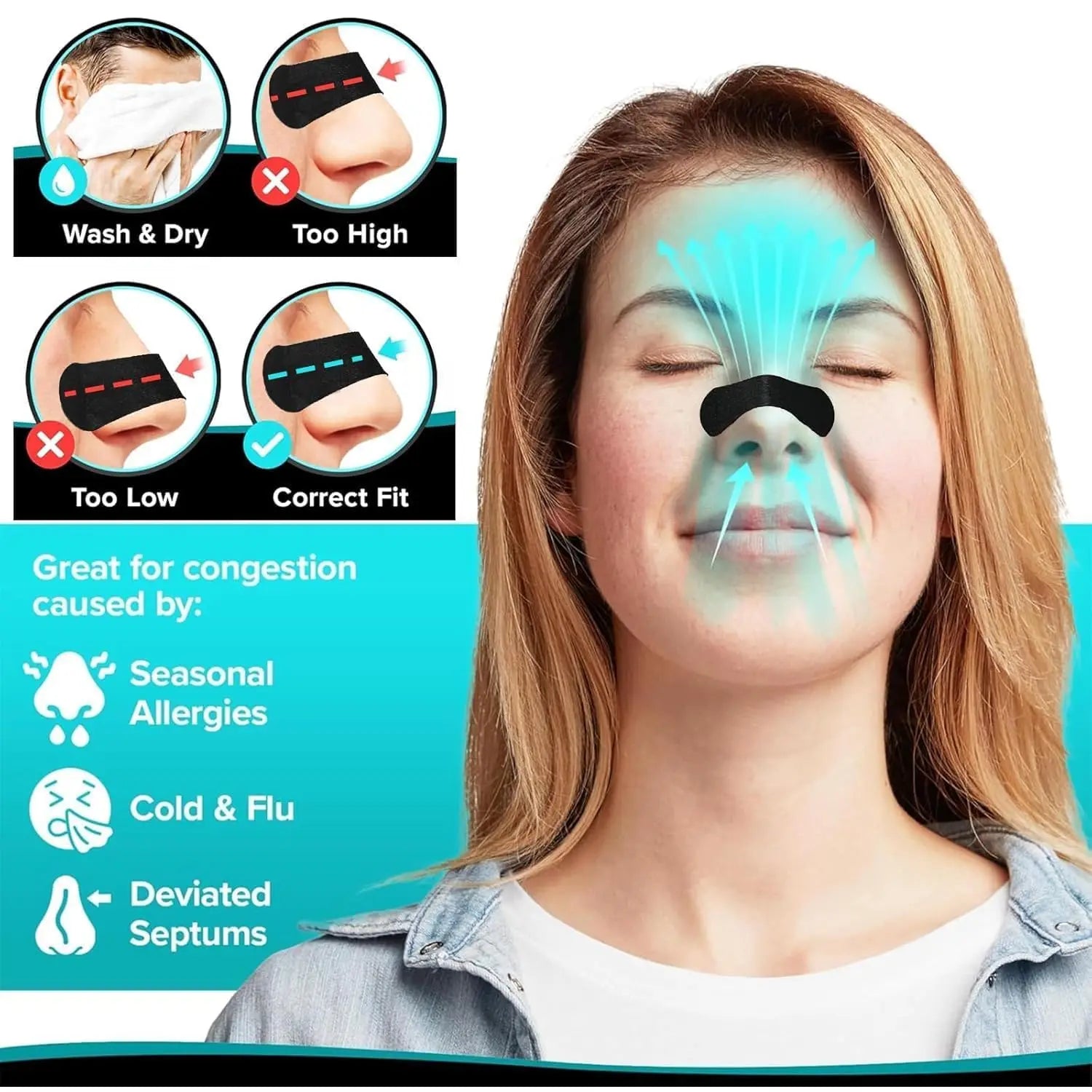 Anti-Snoring Nasal Strips | Physical Expansion Nose Patches for Better Breathing & Sleep