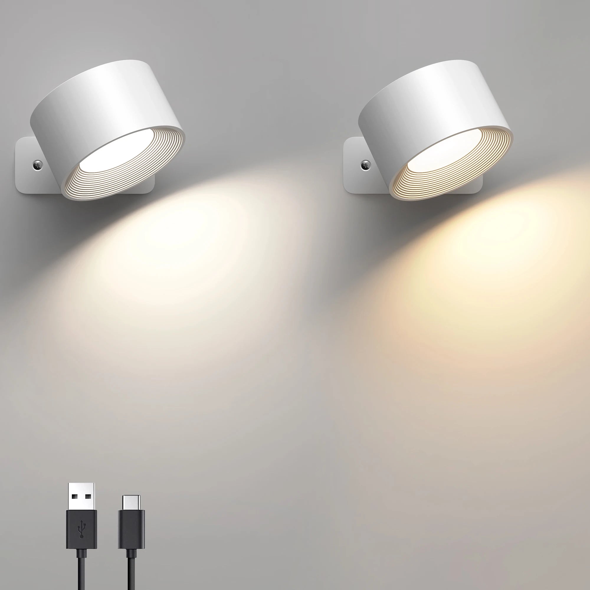 LED Indoor Wall Lamp with Rechargeable Battery 360° Rotation Adjustable Cordless Sconce