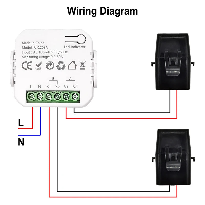 MatSee Plus Smart Life ZigBee Bidirectional Energy Monitor | 1/2 Channel Current Transformer Clamp Power Meter