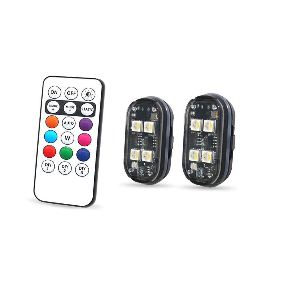 Wireless LED Strobe Lights for Car Decor | 8 Colors Rechargeable Anti-Collision Atmosphere & Warning Light