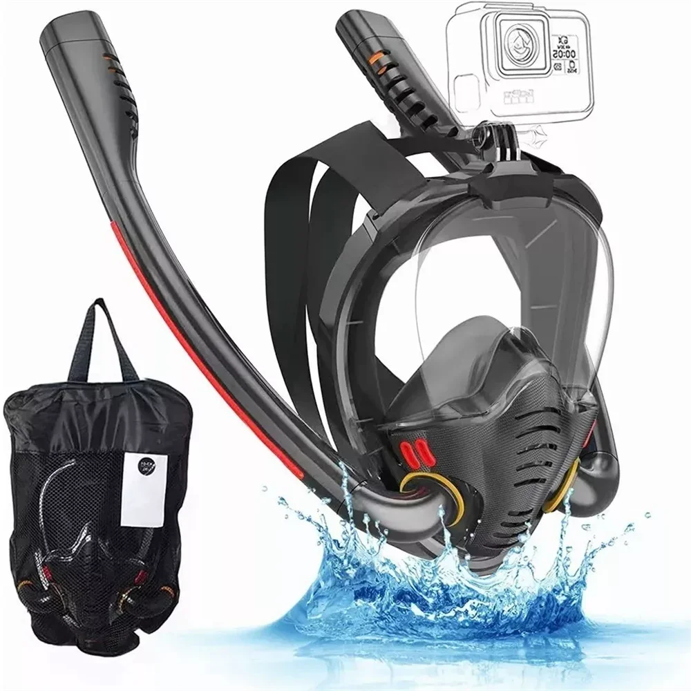 Full Dry Snorkel Mask with Dual Tubes – 180° Panoramic View Anti-Fog Diving Mask 🤿🌊