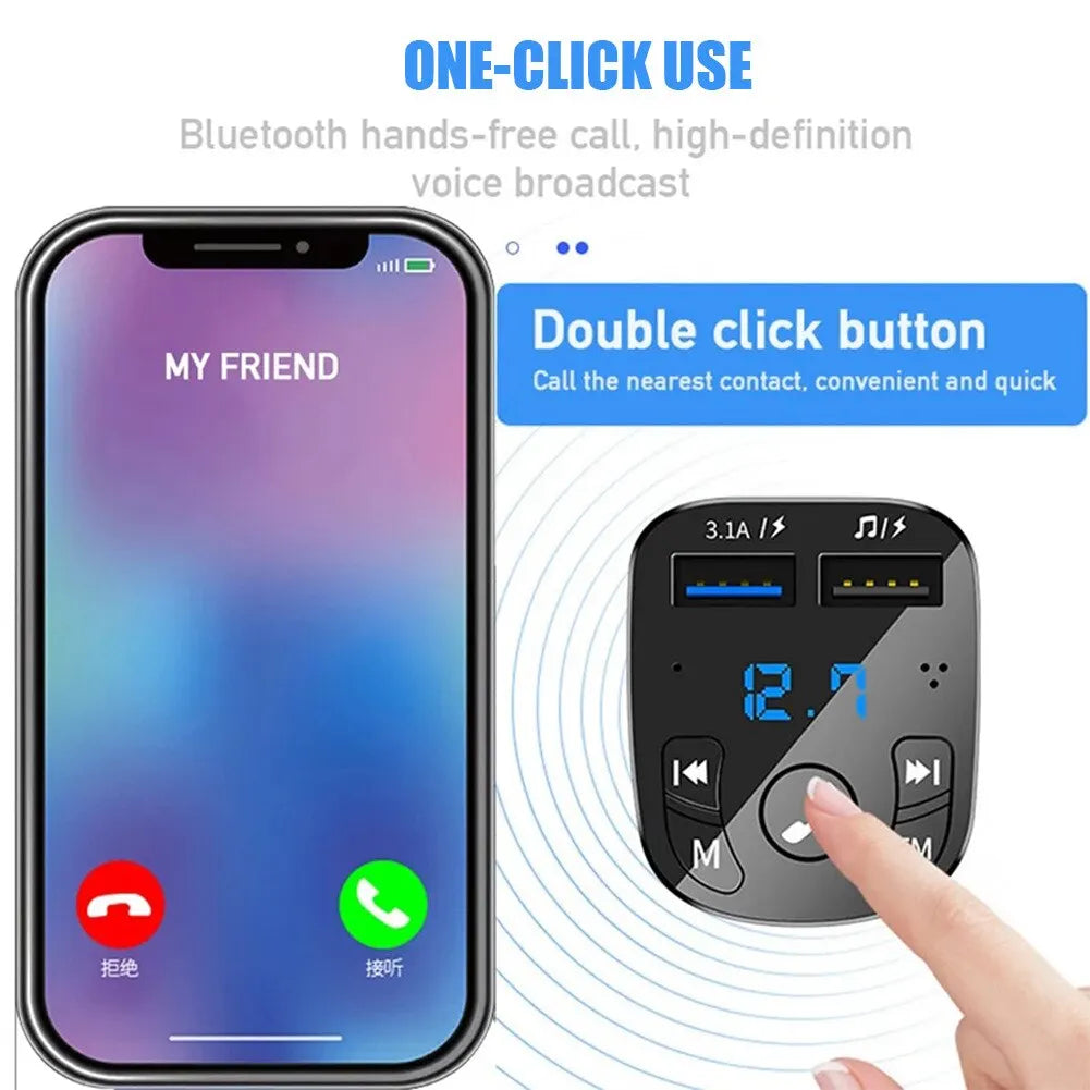 Car MP3 Player & Dual USB Fast Charger – Bluetooth 5.0 FM Transmitter