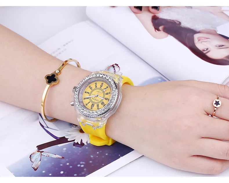LED Luminous Silicone Watch | Stylish Unisex & Kids Wristwatch with Arabic Numerals and Flash Light Effect