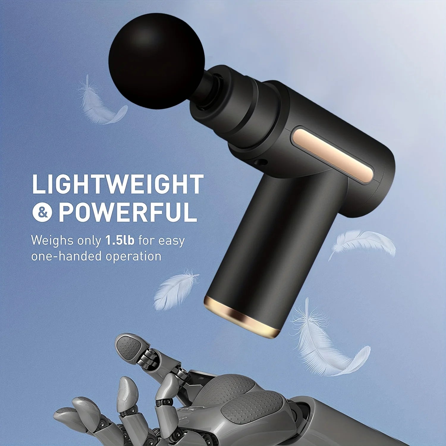 Portable Electric Massage Gun – LED Touch & 4 Interchangeable Heads