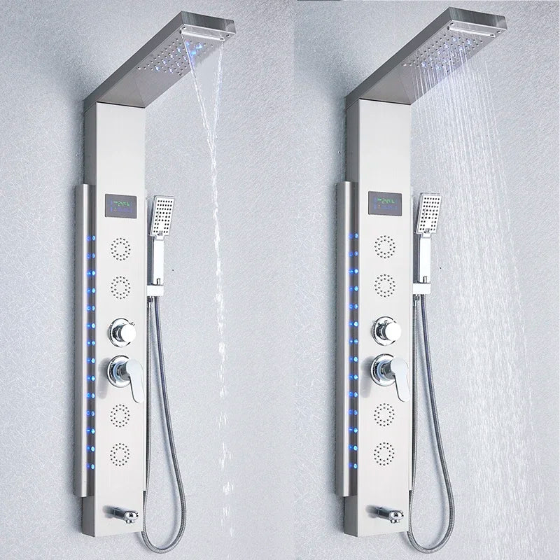 Digital Display Rainfall Shower Faucet Panel | Bathroom SPA Massage Jet System with Bidet Sprayer