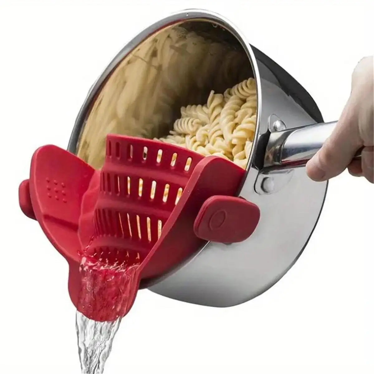 Snap-On Silicone Pot Strainer | Universal Adjustable Clip-On Food Strainer for Pots, Pans & Bowls