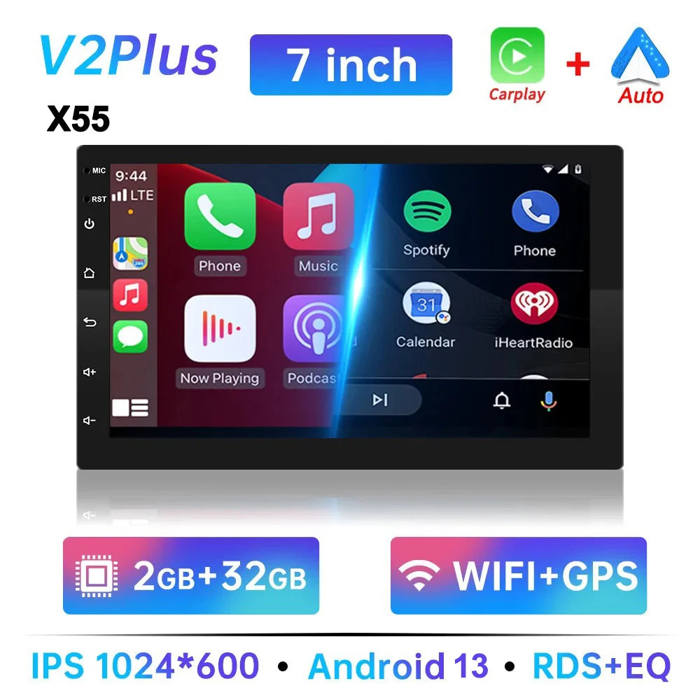 Android 13 Car Radio – Universal Multimedia Player with GPS & Wireless CarPlay