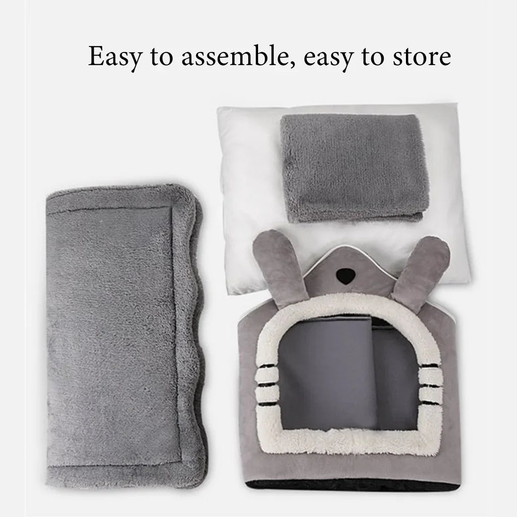Foldable Pet House with Mattress – Winter Bed for Dogs & Cats