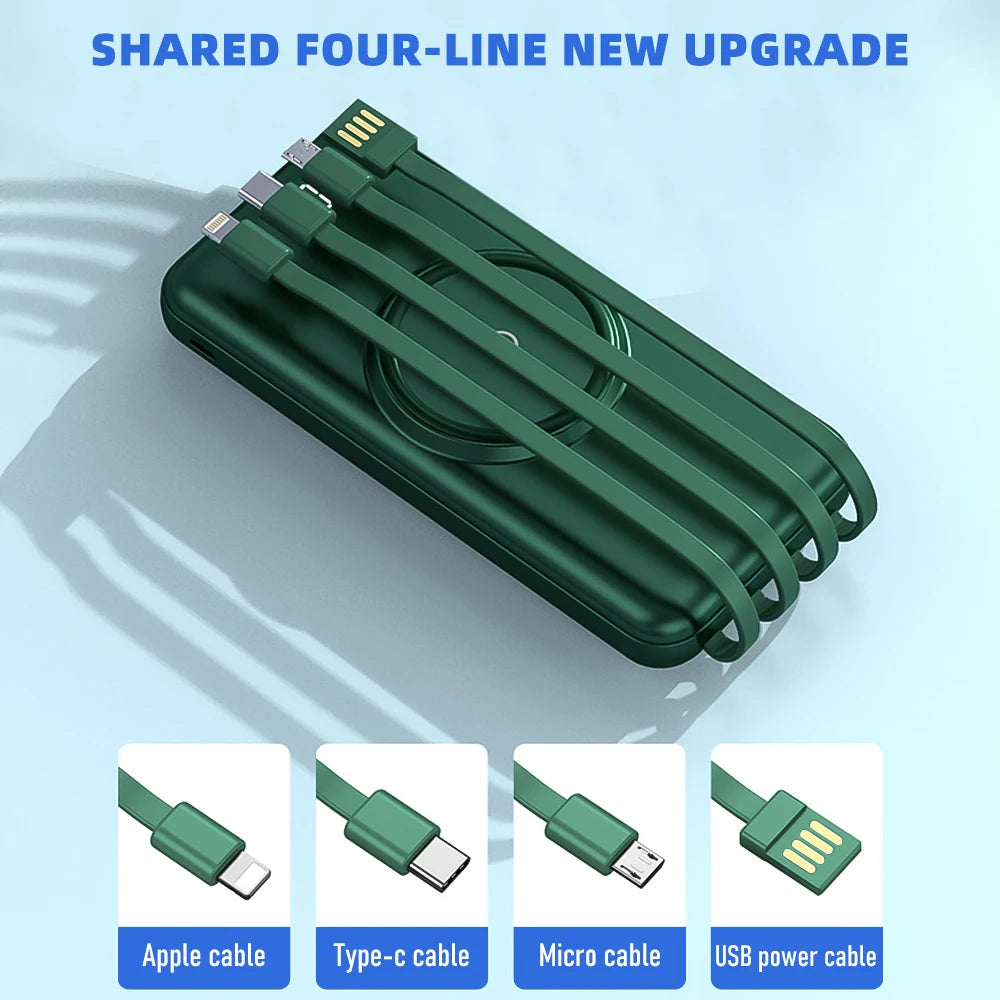 20000mAh Wireless Fast Charging Power Bank (Built-in Cables)