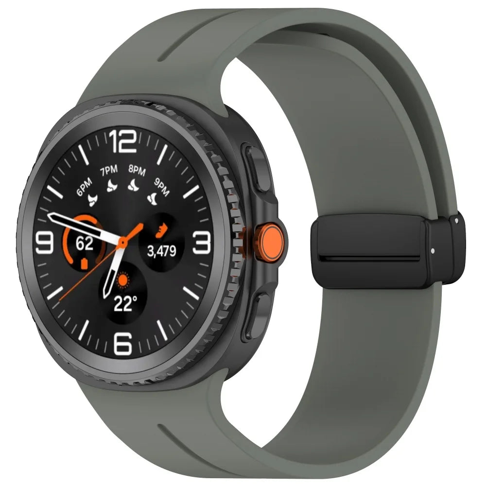 Samsung Galaxy Watch Magnetic Silicone Sport Band | Premium D-Buckle Strap for Galaxy Watch Series (40mm, 44mm, 46mm)