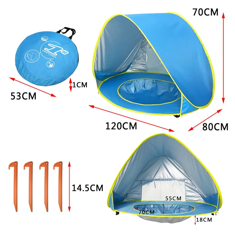 Baby Beach Tent with Mini Pool UV Protection Pop Up Sun Shelter