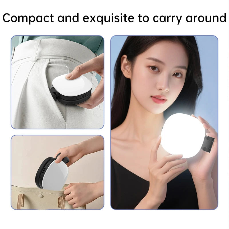 Magnetic Multi-functional Mobile Phone Selfie Mirror | Mini LED Fill Light & Reversible Bracket