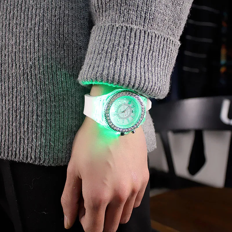 LED Luminous Silicone Watch | Stylish Unisex & Kids Wristwatch with Arabic Numerals and Flash Light Effect