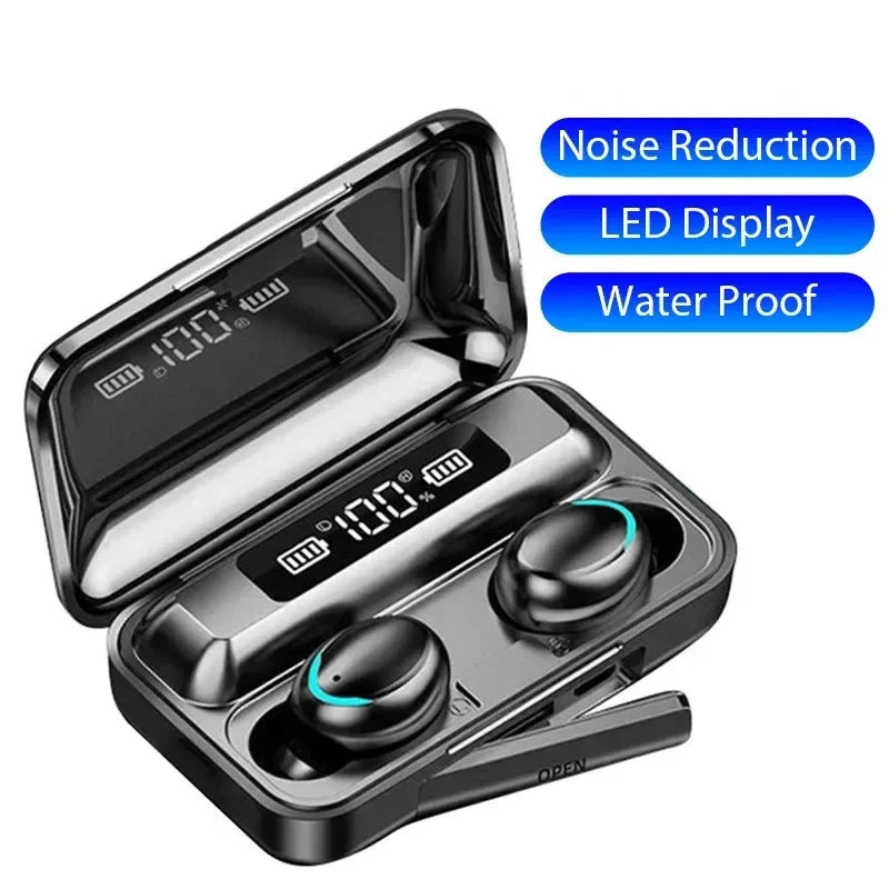 F9 TWS Wireless Bluetooth Earphones | LED Digital Display, Waterproof & Active Noise Reduction