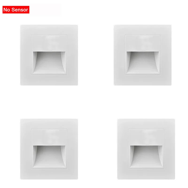 PIR Motion Sensor LED Night Light | Recessed Footlight for Walls & Staircases (AC 110–240V)