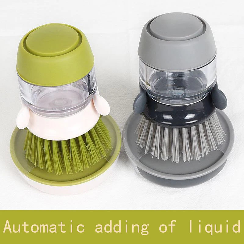 Household Cleaning Brush 2-in-1 Handle Set | Dishwashing Scrubber with Removable Liquid Soap Dispenser