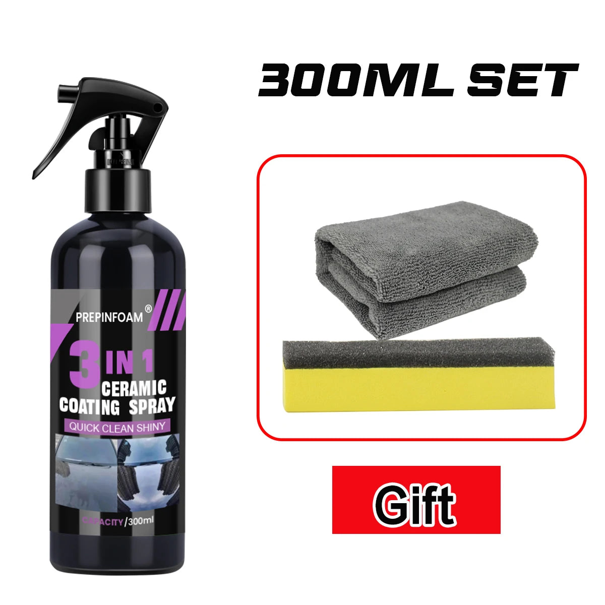3-in-1 Car Ceramic Nano Coating Spray | Hydrophobic Paint Polish & High-Gloss Protection