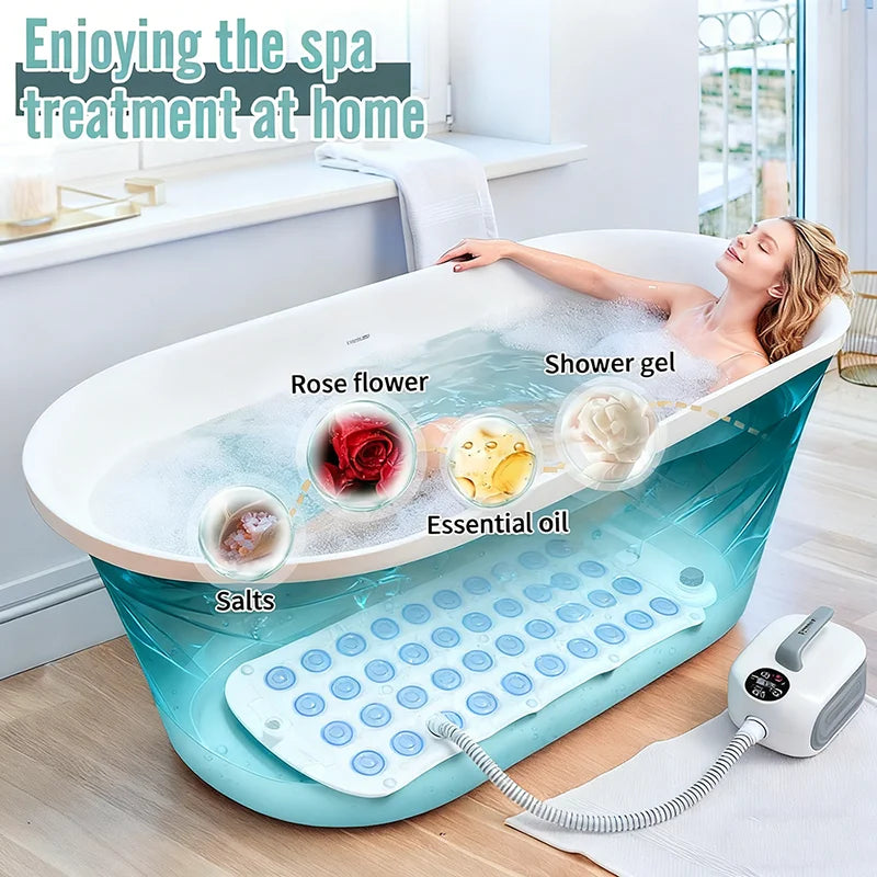 Portable Spa Bubble Bath Massager with Pillow & Anti-Slip Pad 🛀✨