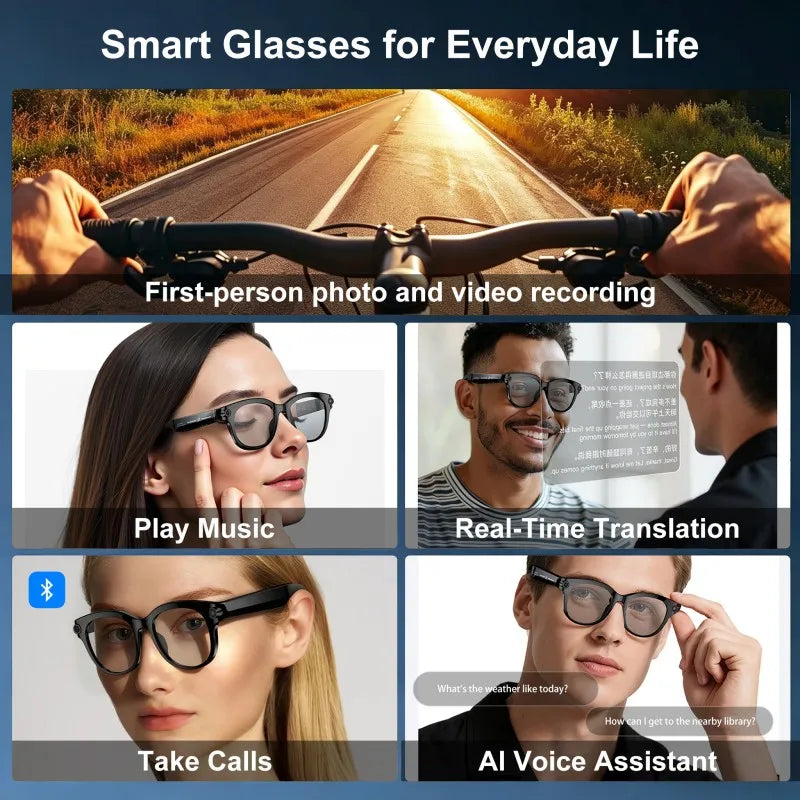 AI Smart Glasses with 1080P HD Camera | ChatGPT AI Voice, Bluetooth Calling & 3600mAh Charging Case