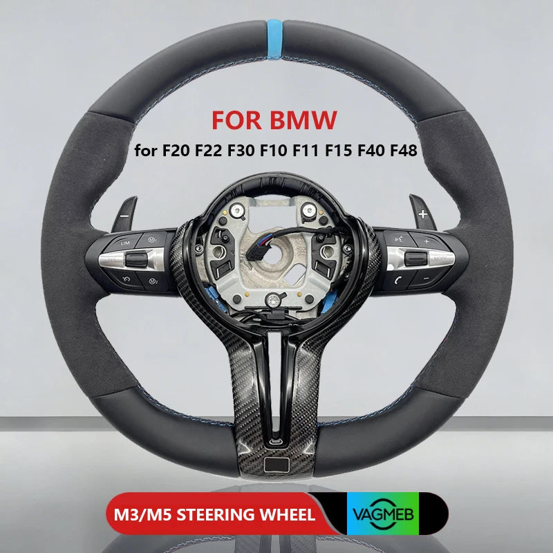 M Sports Carbon Fiber Steering Wheel with Yellow Stripe – Performance Modification for BMW