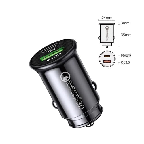 Mini 100W Car Charger – Dual USB & Type-C Ultra-Fast Charging