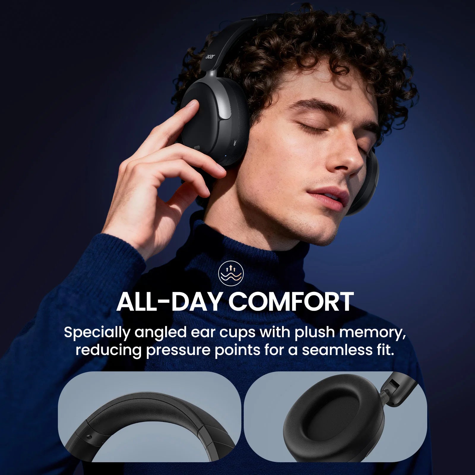 Acer ANC Wireless Headphones Bluetooth Over Ear Headset with Spatial Audio