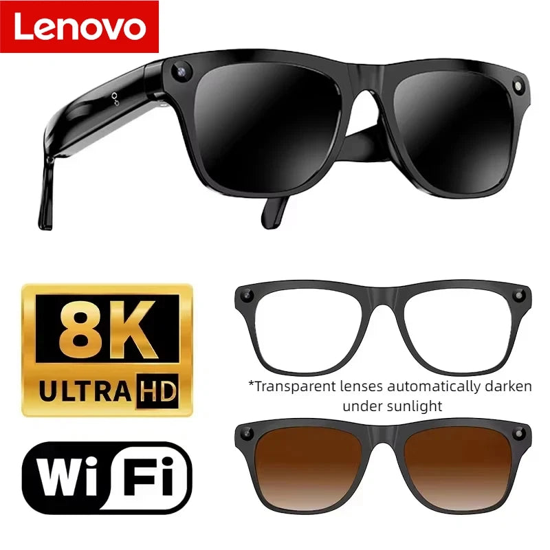 Lenovo Photochromic AI Smart Glasses | Wireless Bluetooth Sunglasses with 800W HD Camera & Real-Time Translator