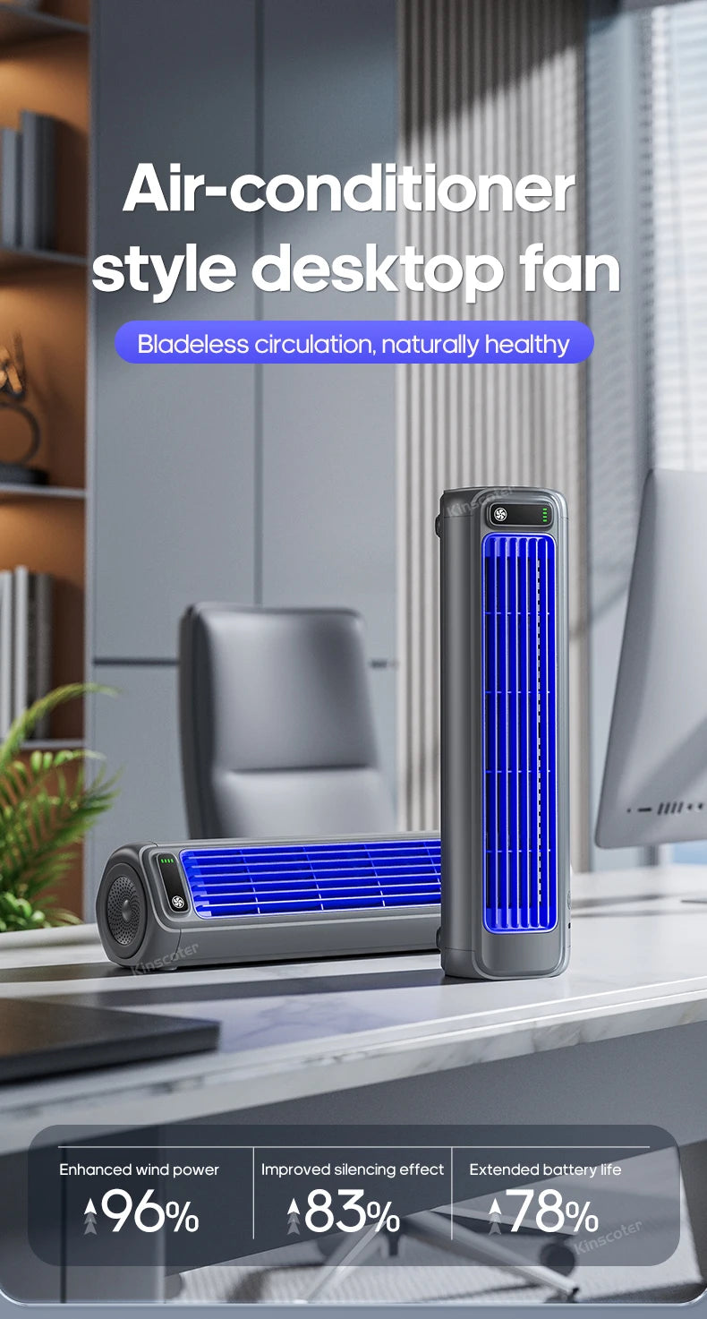Kinscoter M60 Portable Bladeless Fan | Rechargeable USB Air Circulator