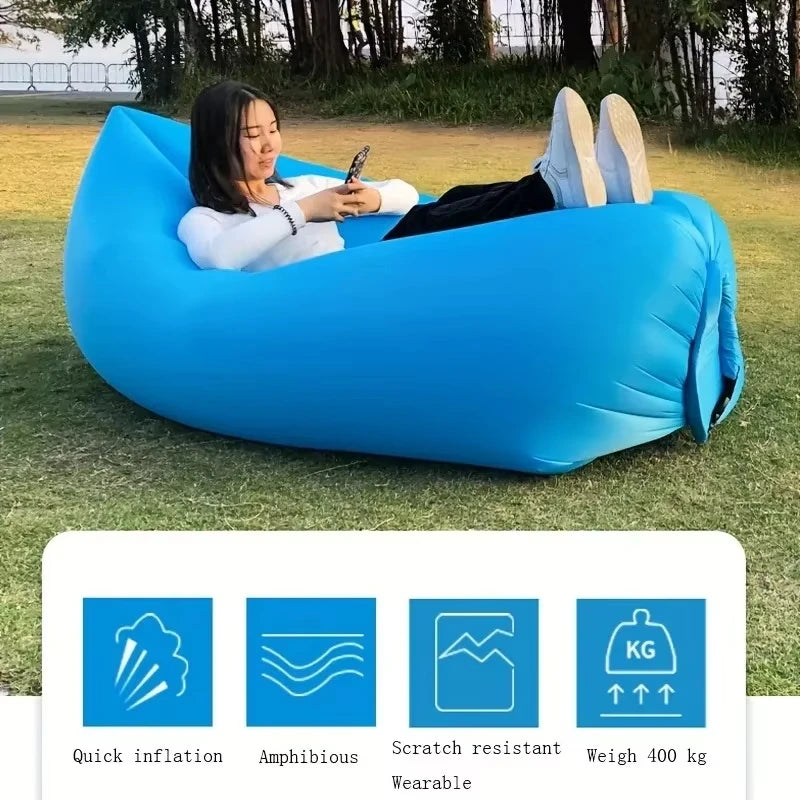 Portable Inflatable Air Lazy Sofa Bag Outdoor Camping Recliner Mattress