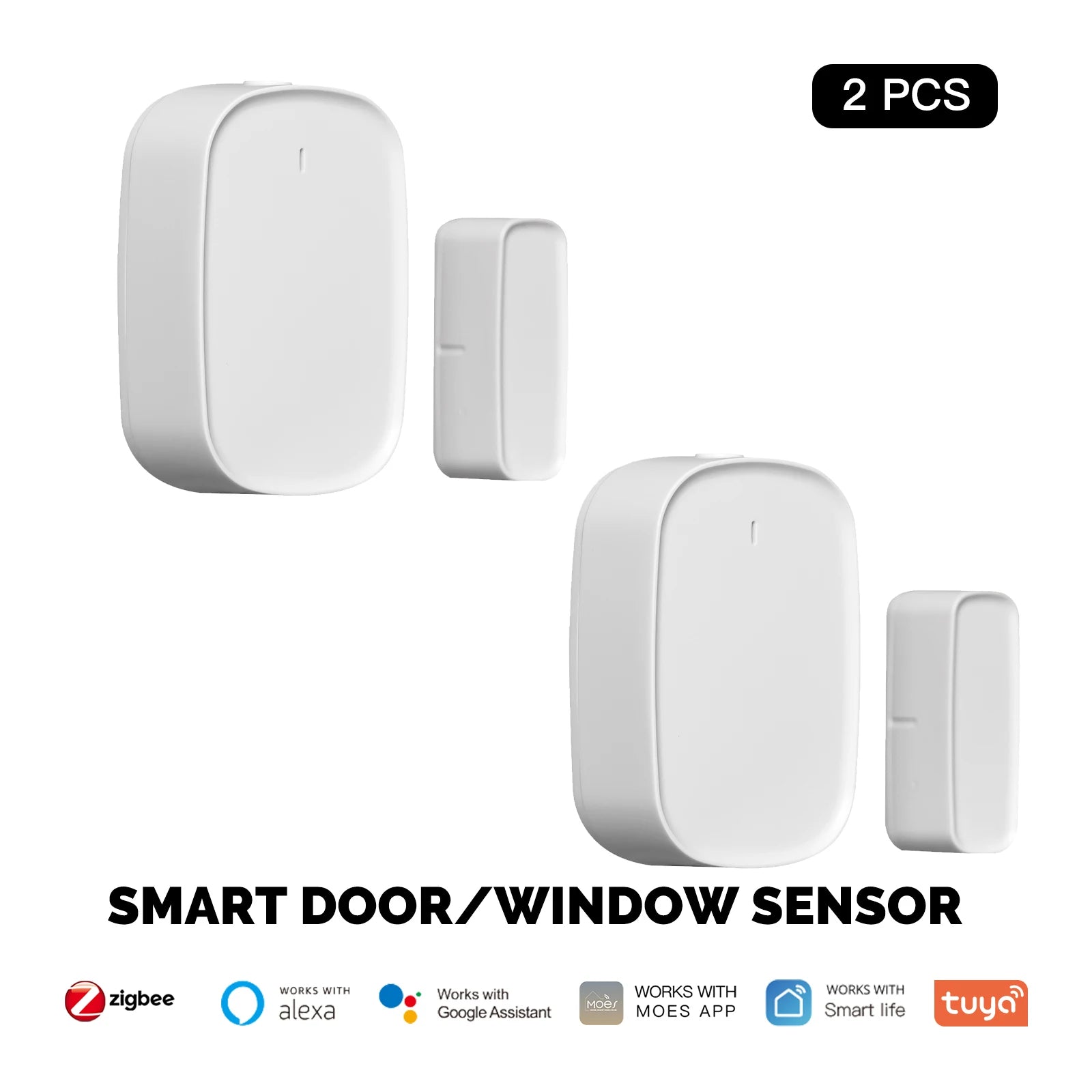 MOES Tuya Zigbee Smart Door & Window Sensor | Wireless Gate Detector for Smart Life & Alexa